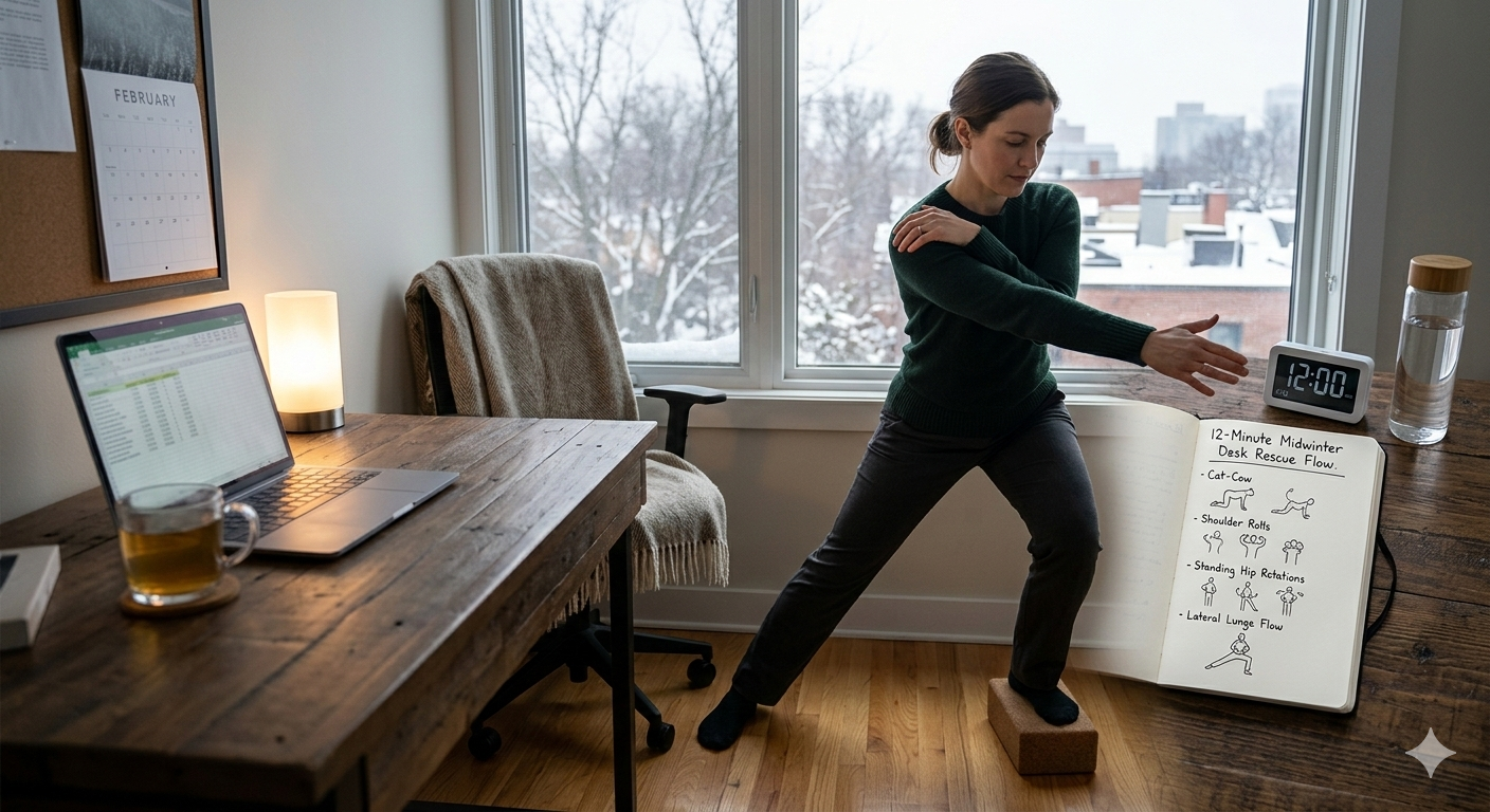 Midwinter Desk Rescue: 12-Minute Hip & Shoulder Mobility Flow