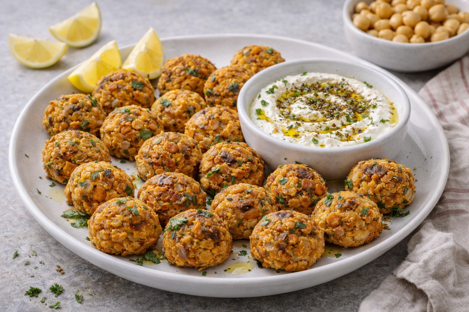 Warm Chickpea & Sweet Potato Bites with Za'atar Tahini-Yogurt Dip | Healthy Snack