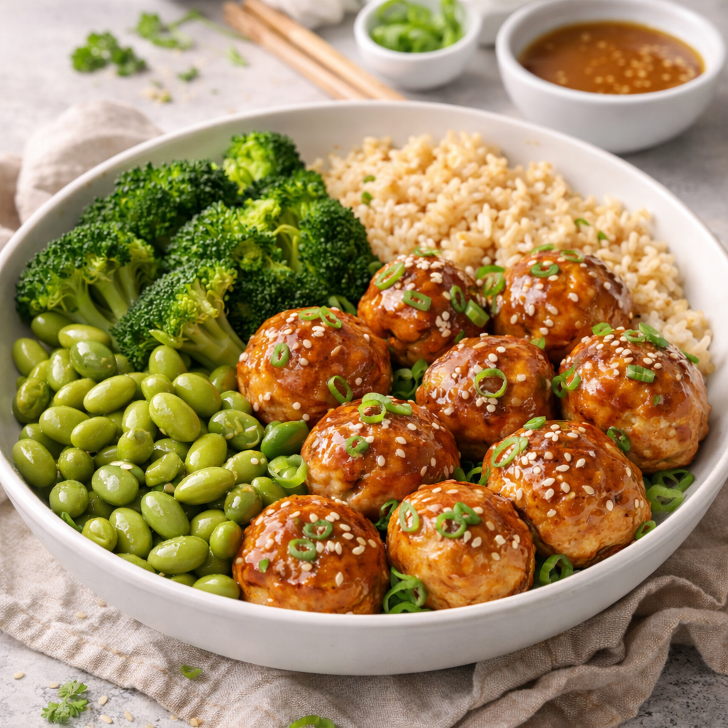 Miso-Maple Turkey Meatball Bowls